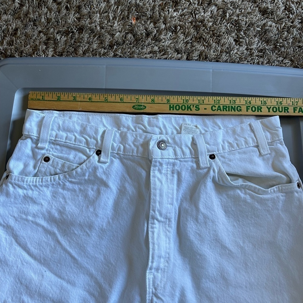 Levi’s vintage orange tab 550 relax fit white rigid denim diy cut off mom short - Picture 5 of 11